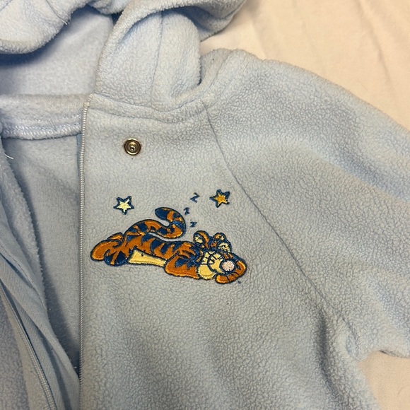 Disney Blue Fleece Footies with Hood and Embroidery - Picture 3 of 5